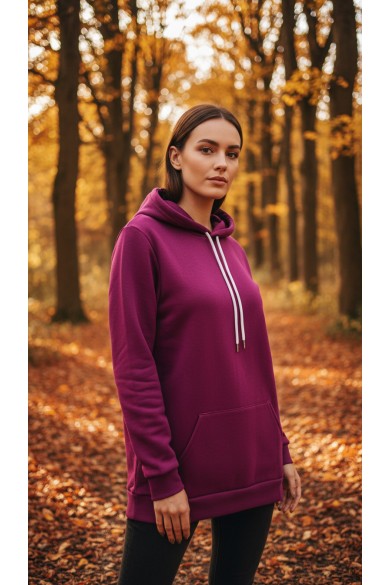 Üç İplik Şardonlu hoodie Sweatshirt  Mor