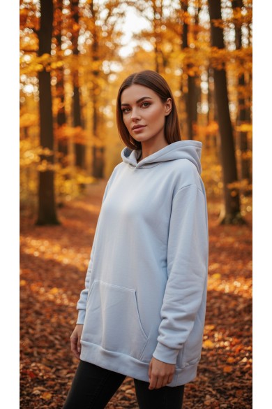 Üç İplik Şardonlu Hoodie Sweatshirt Açık mavi