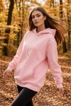 Üç İplik Şardonlu Hoodie / Sweatshirt Pembe
