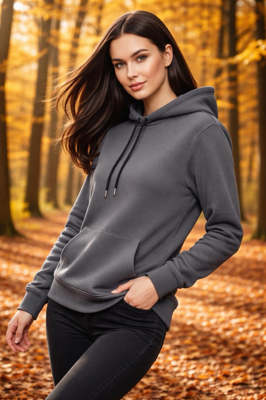 Üç İplik Şardonlu Hoodie  Sweatshirt Gri