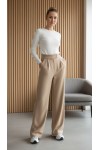 Palazzo Pantolon Likralı Cırt Kapama Bej