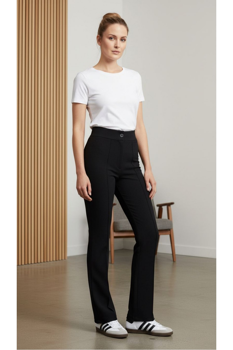 Straight Likralı Siyah Pantolon