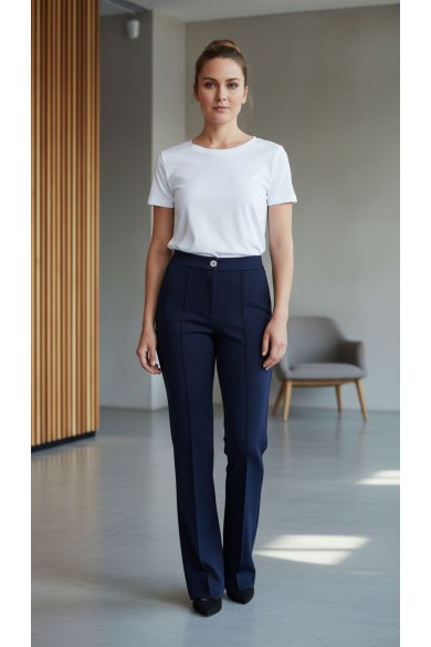 Straight Likralı Lacivert Pantolon
