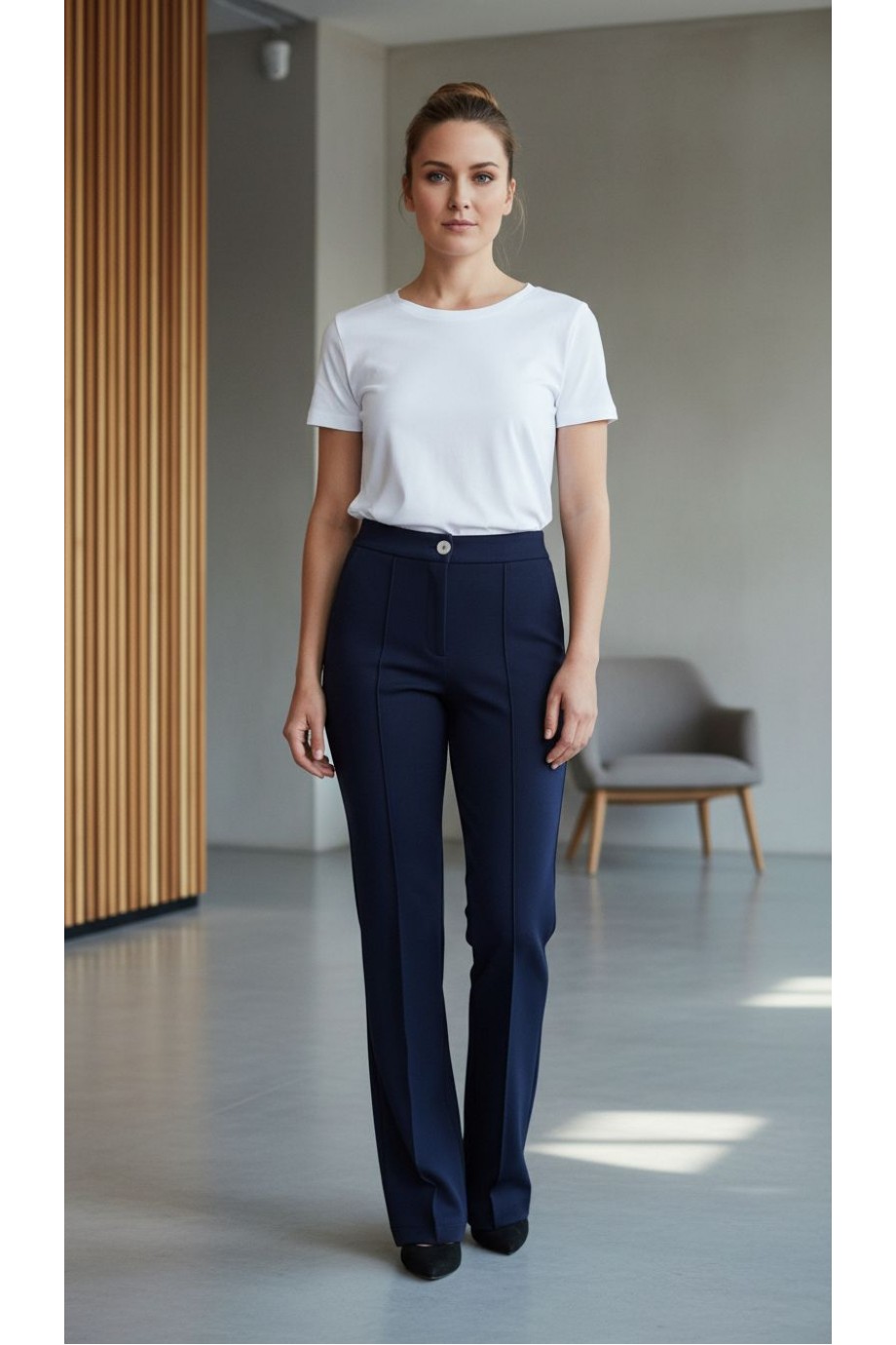 Straight Likralı Lacivert Pantolon