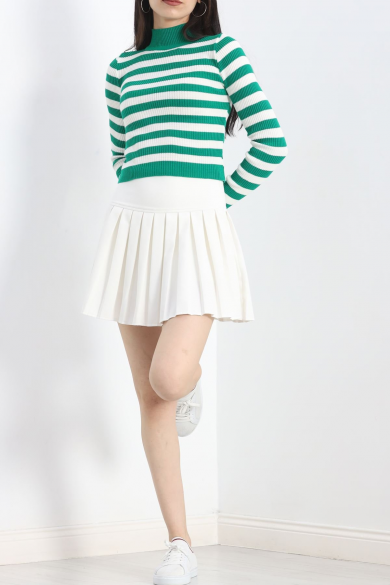 Çizgili Triko Yeşil beyaz