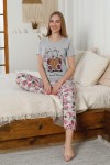 Baskılı Pijama Takımı Gri