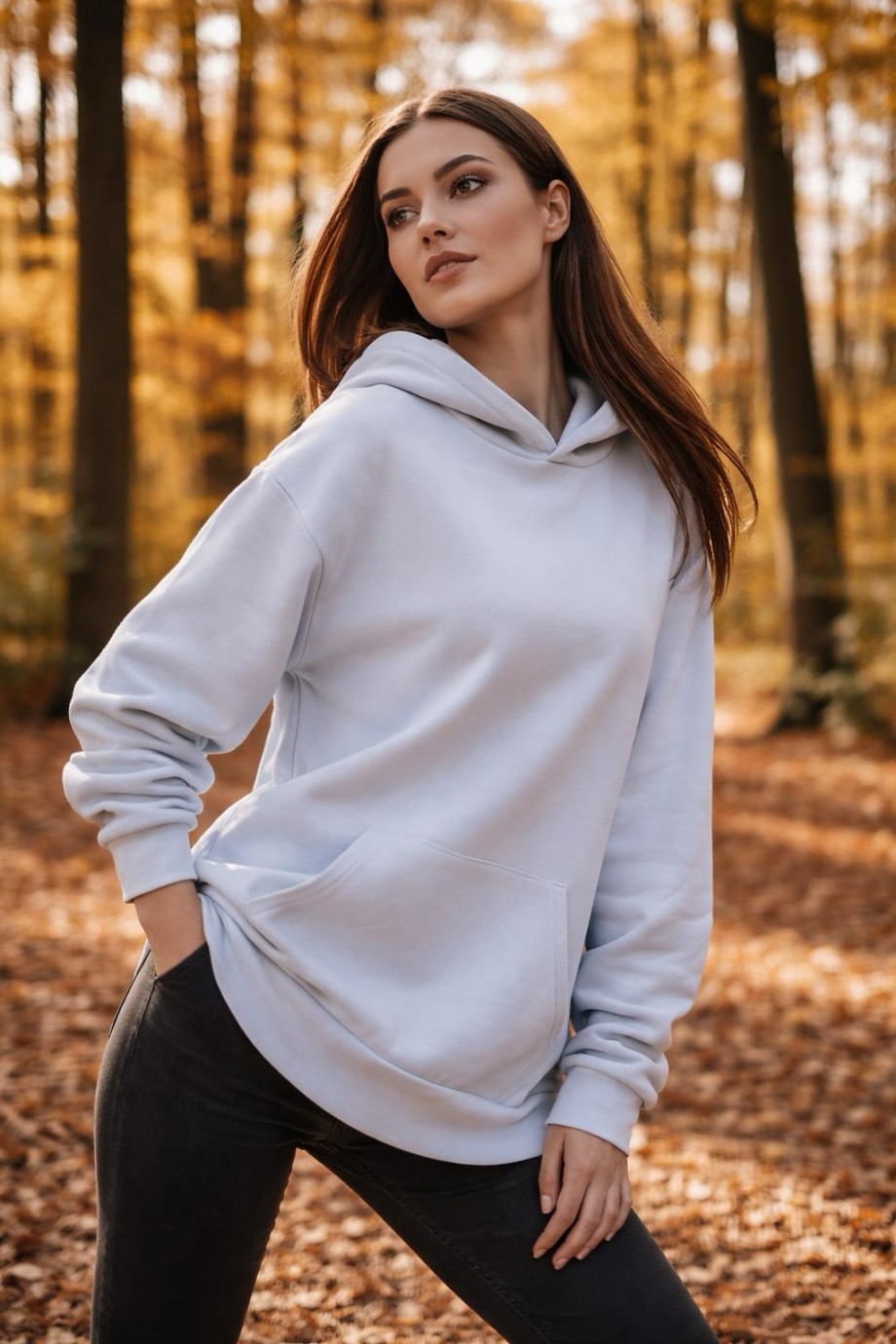 Üç İplik Şardonlu Hoodie Sweatshirt Unisex  mavi