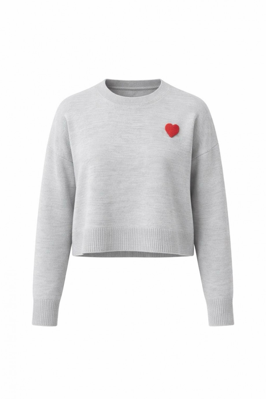 Bisiklet Yaka Triko Kazak Gri kırmızı