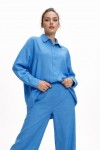 Gömlekli Basic Takım Saks Mavisi