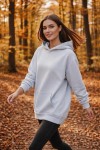 Üç İplik Şardonlu Hoodie Sweatshirt Unisex  mavi