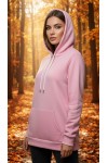 Üç İplik Şardonlu Hoodie / Sweatshirt Pembe