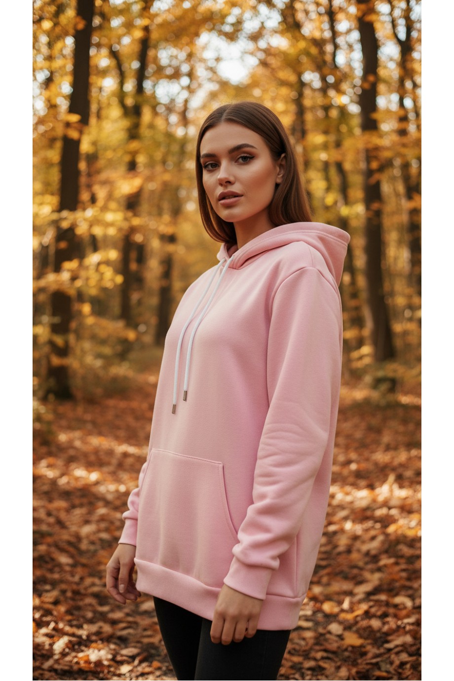 Üç İplik Şardonlu Hoodie / Sweatshirt Pembe
