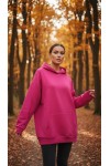 Üç İplik Şardonlu Hoodie  Sweatshirt Şeker Pembe