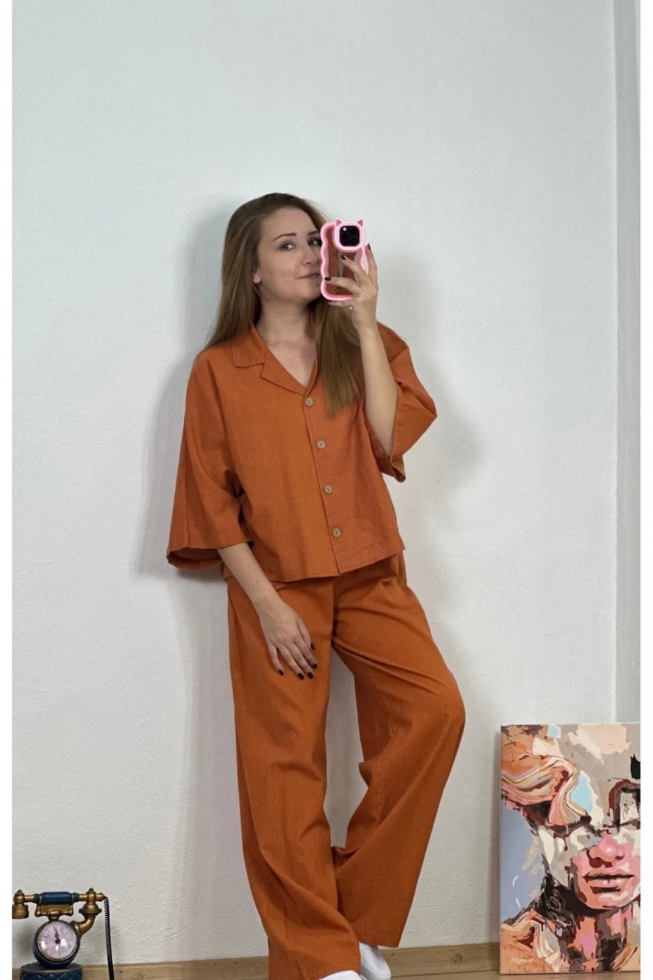 Gömlek Takım Yarasa Kol Kiremit