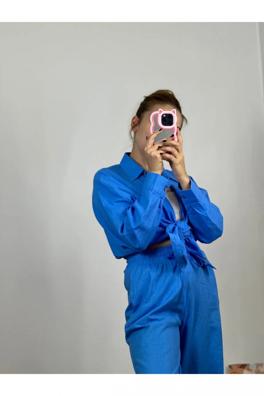 Gömlekli Basic Takım Saks Mavisi