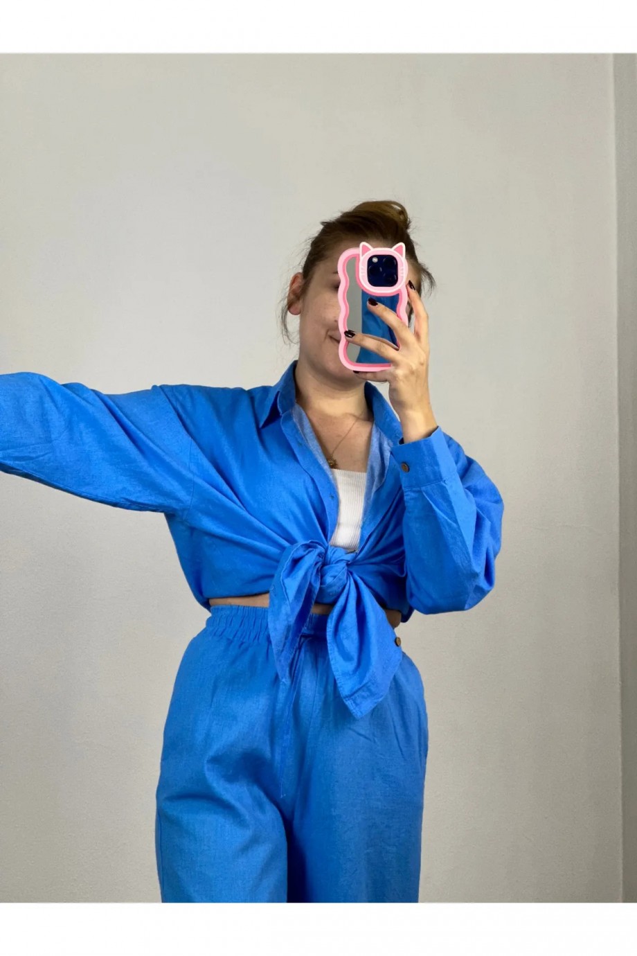 Gömlekli Basic Takım Saks Mavisi