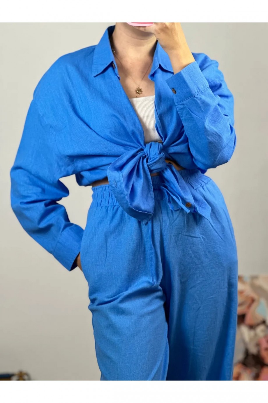 Gömlekli Basic Takım Saks Mavisi