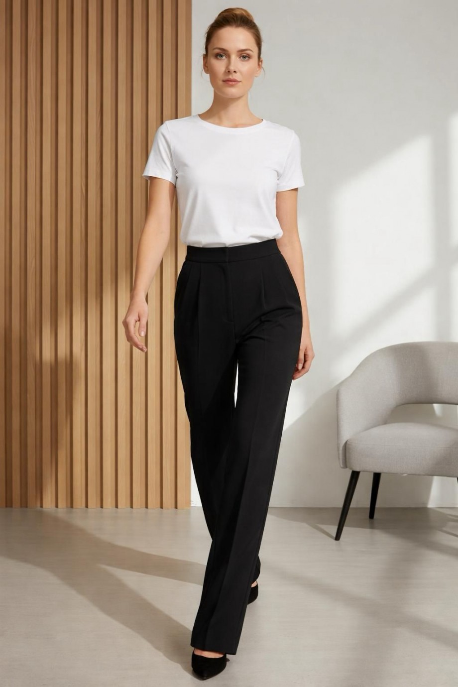 Palazzo Pantolon  Likralı Cırt Kapama Siyah