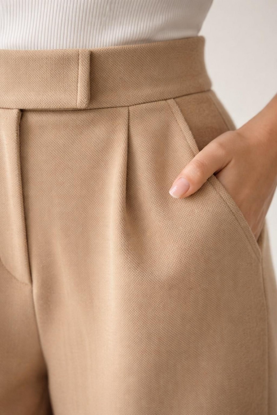Palazzo Pantolon Likralı Cırt Kapama Bej