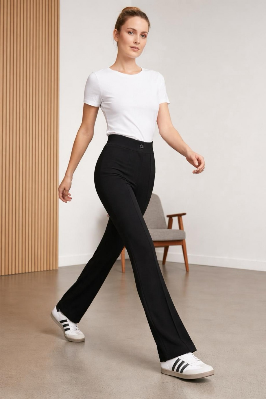 Straight Likralı Siyah Pantolon