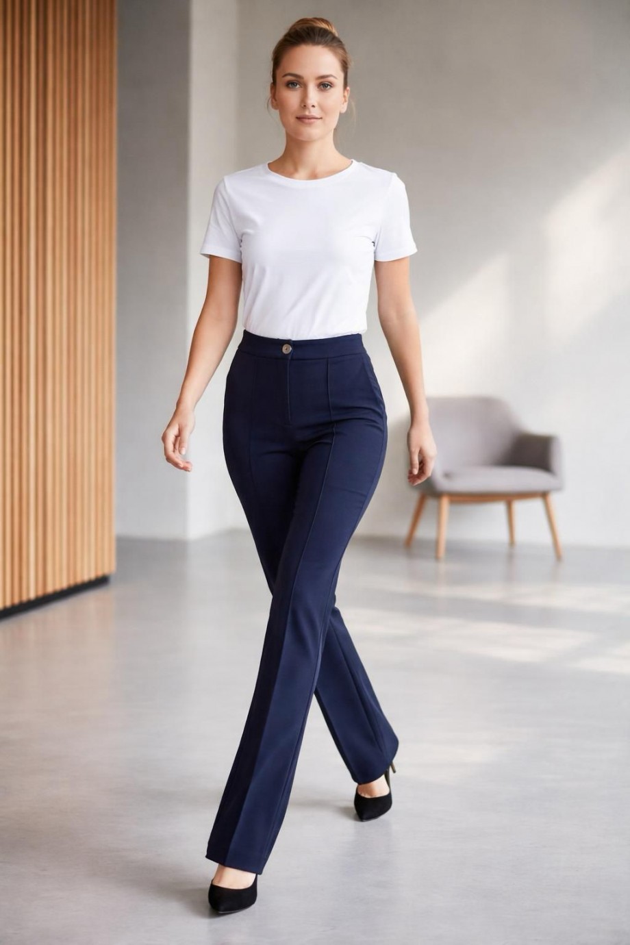 Straight Likralı Lacivert Pantolon