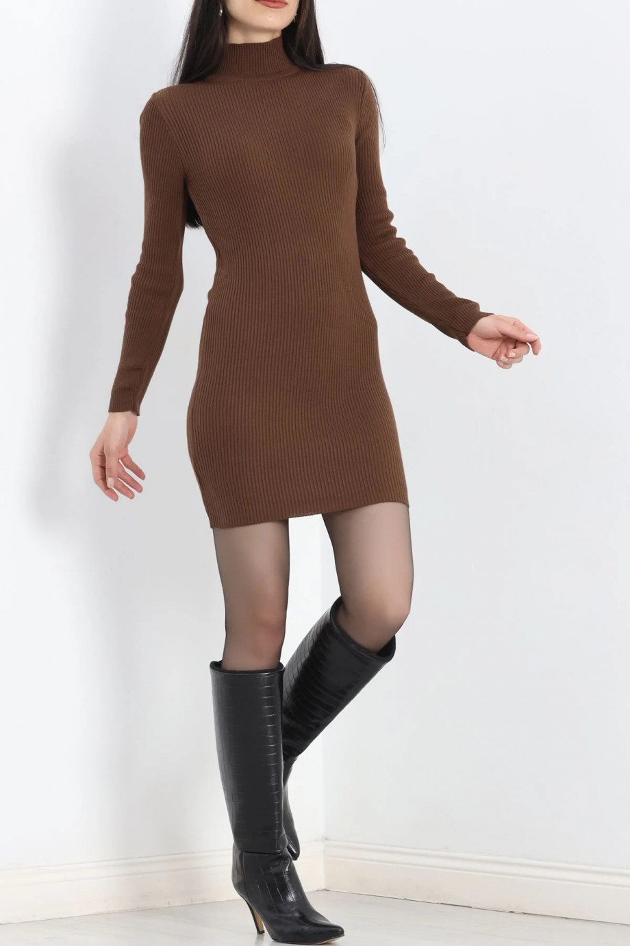 Yarım Balıkçı Elbise Acı kahve